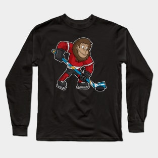 Bigfoot Squatch Hockey Player Long Sleeve T-Shirt